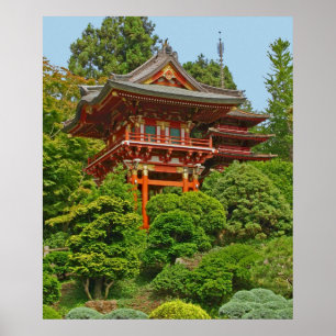 Japanese Pagoda photo painting Poster