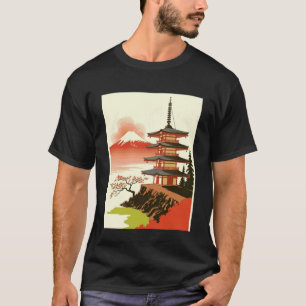 Japanese Pagoda Temple Mount Fuji Cherry Blossom A T-Shirt