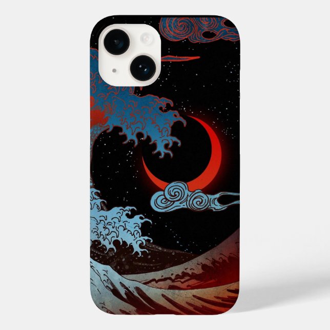 Japanese painting art, sea at night Case-Mate iPhone case (Back)