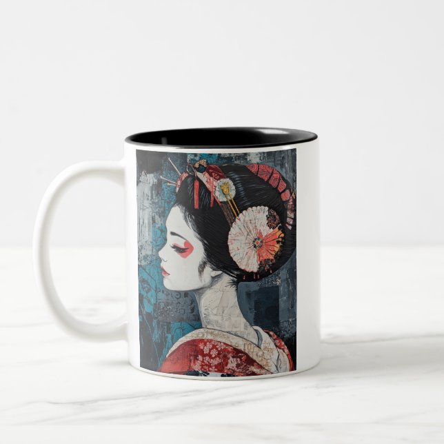 Japanese painting style GEISYA MAG02 Two-Tone Coffee Mug (Left)