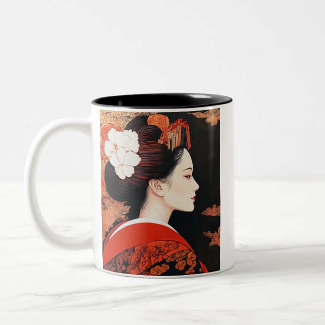 Japanese painting style GEISYA MAG04 Two-Tone Coffee Mug (Left)