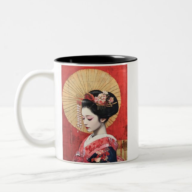 Japanese painting style GEISYA MAG05 Two-Tone Coffee Mug (Left)