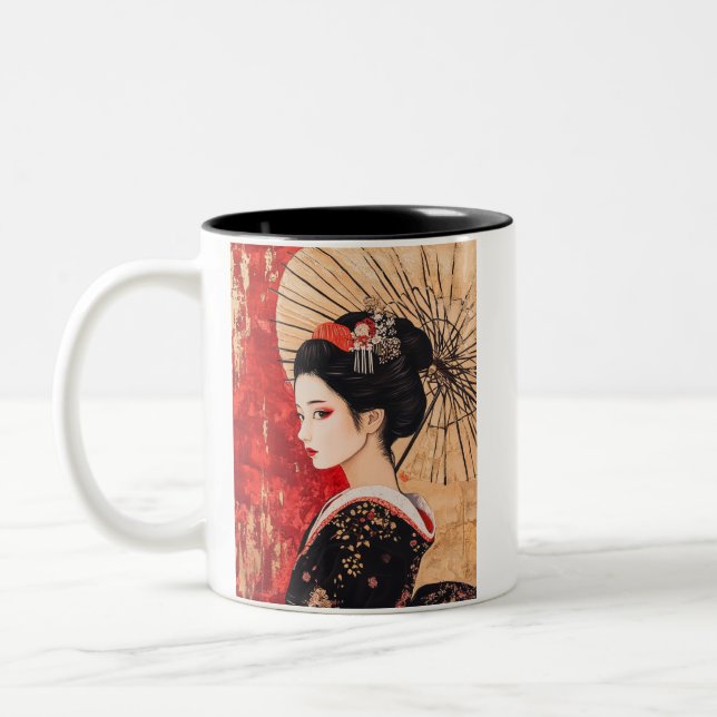Japanese painting style GEISYA MAG10 Two-Tone Coffee Mug (Left)