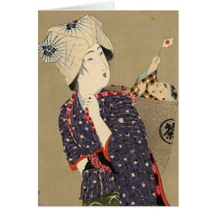 Japanese Painting. Woman with baby c. 1909