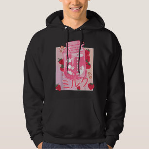 Japanese Pastel Soft Grunge Kawaii Strawberry Milk Hoodie