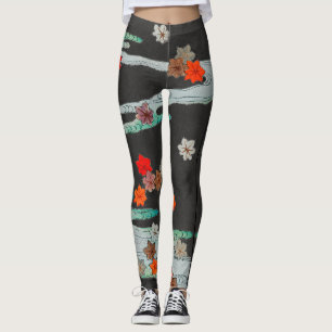 JAPANESE PATTERN BLACK PRINTED Leggings