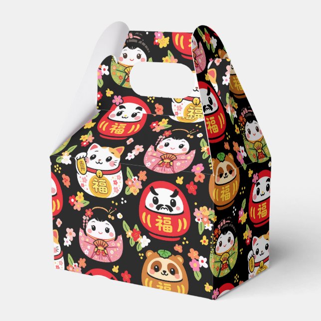japanese pattern party favour box daruma (Front Side)