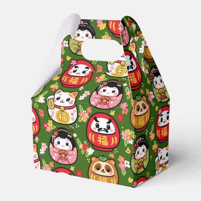 japanese pattern party favour box daruma (Front Side)