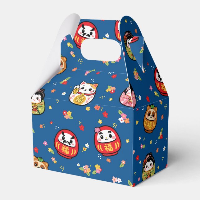 japanese pattern party favour box daruma (Front Side)