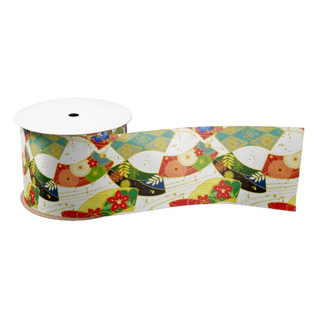 japanese pattern ribbon satin ribbon (Spool)