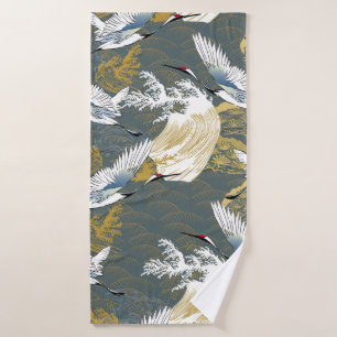 Japanese pattern. Traditional motif background wit Bath Towel