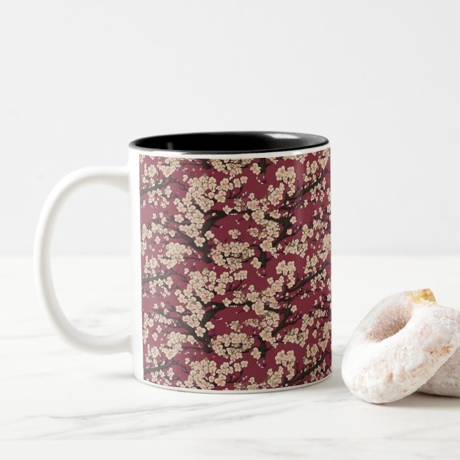 Japanese Pattern  Two-Tone Coffee Mug (With Donut)