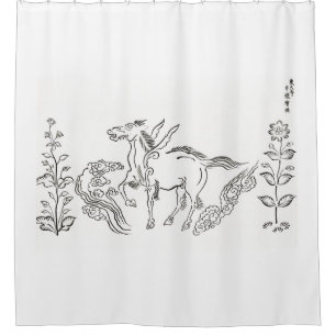 JAPANESE PEGASUS WHITE Shower Curtain