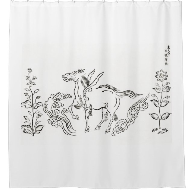 JAPANESE PEGASUS WHITE Shower Curtain (Front)