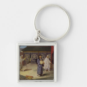 Japanese Pilgrim returning from Mount Fusi Yama Key Ring