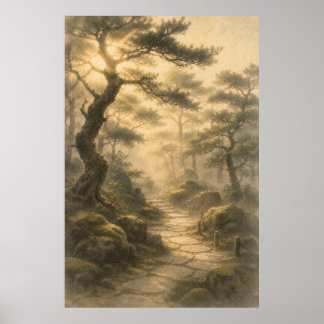 Japanese Pine Forest Japandi Wall Art Poster
