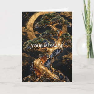 Japanese Pine Tree Gold Kintsugi Art Personalized Card