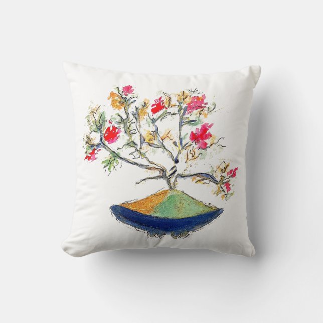 Japanese Pink  Bonsai by Areilla & Lily Designs Cushion (Front)