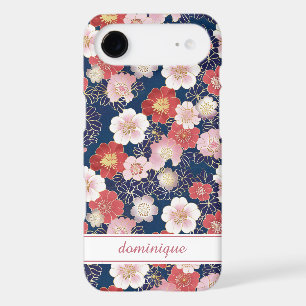 Japanese Pink Floral Pattern Monogrammed