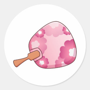 Japanese Pink Floral Uchiwa Fan Hand Fan Sticker
