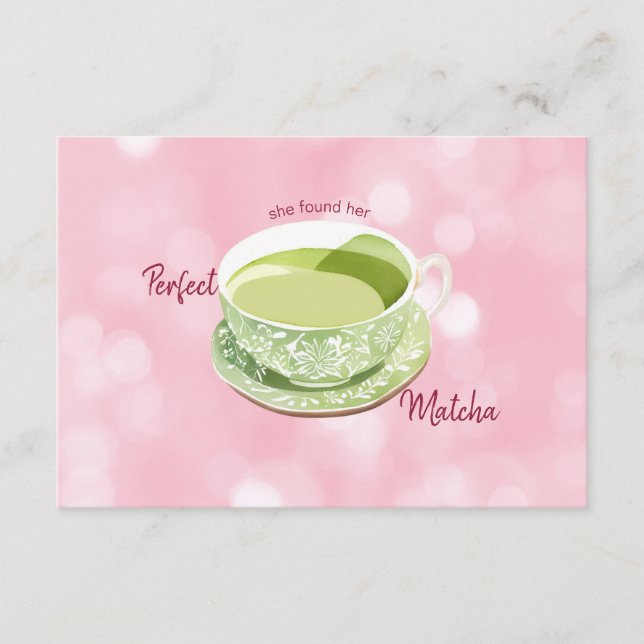 Japanese Pink Matcha Bridal Shower Advice & Wishes Enclosure Card (Front)