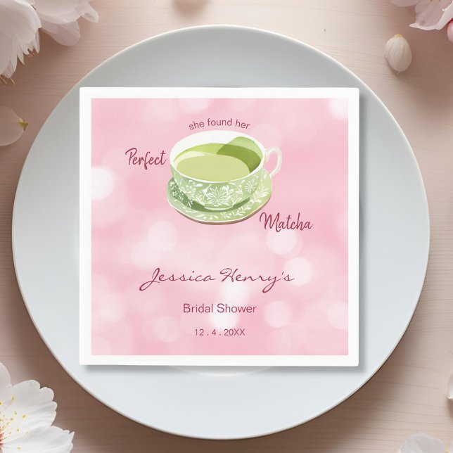 Japanese Pink Matcha Bridal Shower  Napkin (Creator Uploaded)