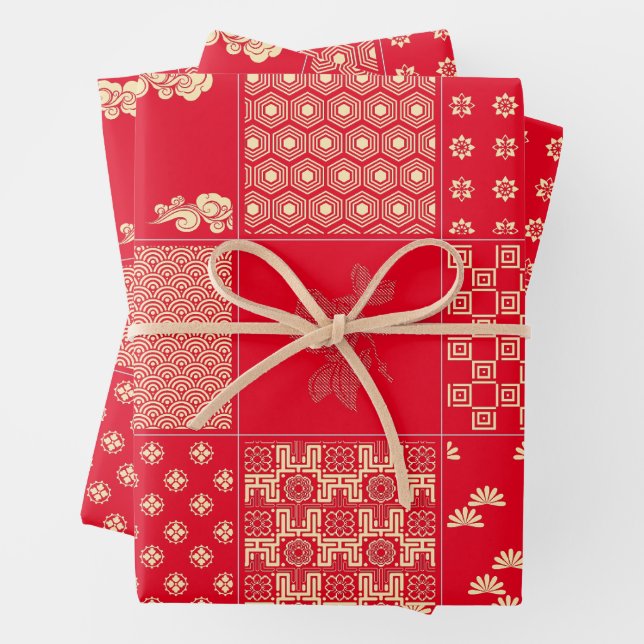 Japanese PixelArt  Flower Mix Pattern Wrapping Paper Sheet (In situ)