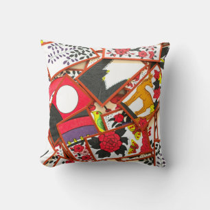 Japanese Playing Cards Illustration (Various) Cushion
