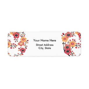 Japanese Plum blossoms Circle Return Address Label
