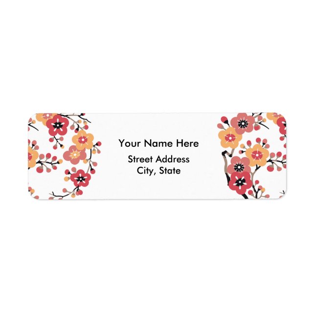 Japanese Plum blossoms Circle Return Address Label (Front)