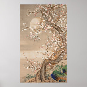 Japanese plum blossoms in moonlight (18th century) poster