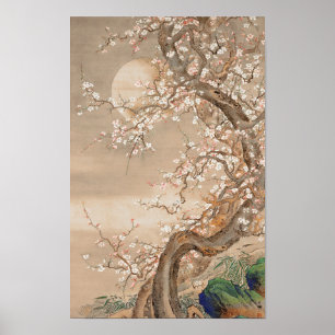 Japanese Plum Blossoms in Moonlight by Sō Shizan Poster