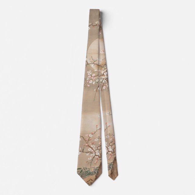 Japanese plum blossoms in moonlight by Sō Shizan Tie (Front)