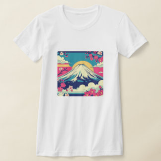 Japanese Pop Mt. Fuji and Cherry Blossoms T-Shirt