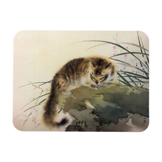 Japanese Print Cat by the Water  Magnet (Horizontal)