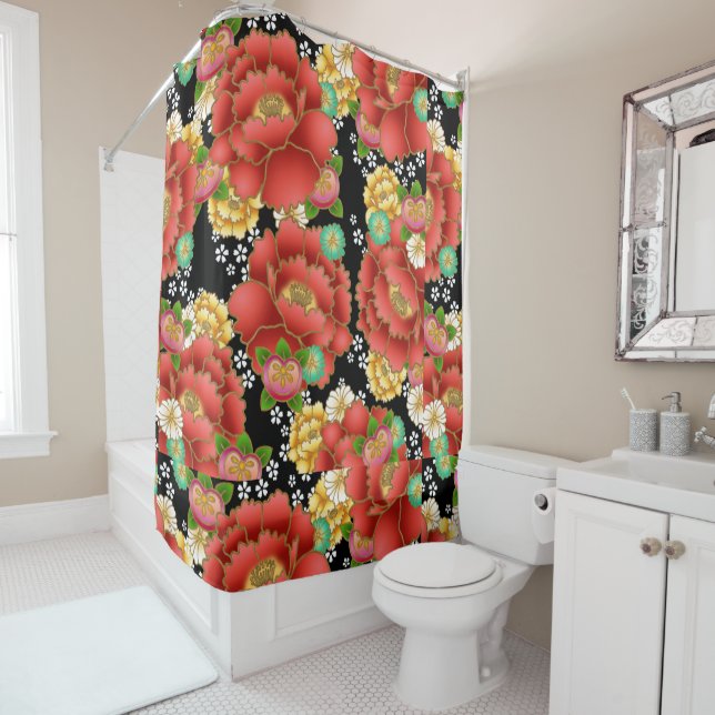 Japanese print design - kimono pattern shower curtain (In Situ)
