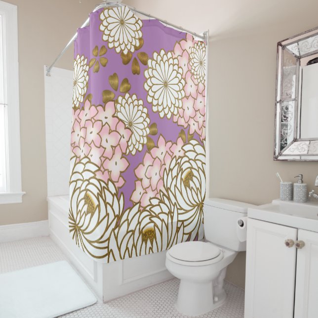 Japanese print design - kimono pattern shower curtain (In Situ)