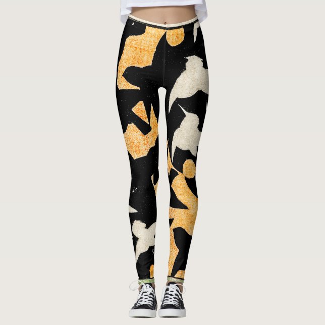 JAPANESE PRINT OF CROWS Leggings (Front)