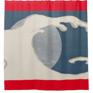 JAPANESE PRINT OF WAVE SHOWER CURTAIN