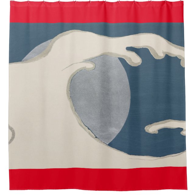 JAPANESE PRINT OF WAVE SHOWER CURTAIN (Front)