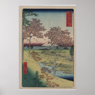 Japanese Print Shows View of Mount Fuji