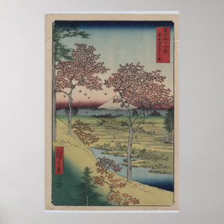 Japanese Print Shows View of Mount Fuji
