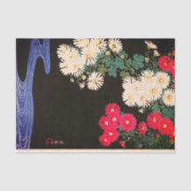 JAPANESE PRINT STREAM AND FLOWERS Tissue Paper