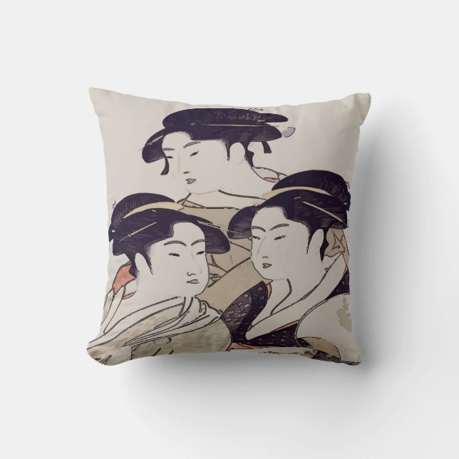 Japanese Print, Three Ladies, Cushion (Front)