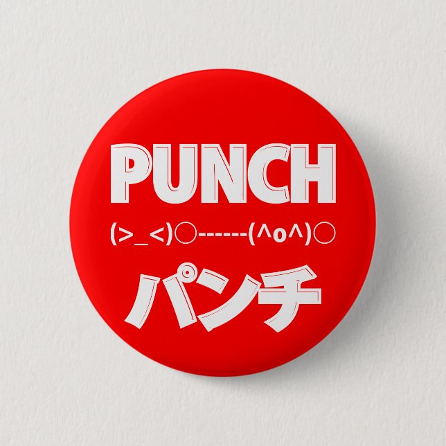 Japanese Punch Emoticons 6 Cm Round Badge (Front)