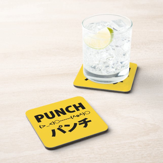 Japanese Punch Emoticons Coaster (Right Side)