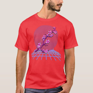 Japanese Purple Sakura Flower Blossom Cherry Retro T-Shirt