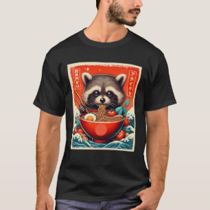 Japanese Racoon Eating Ramen Kawaii Noodle Bowl W T-Shirt