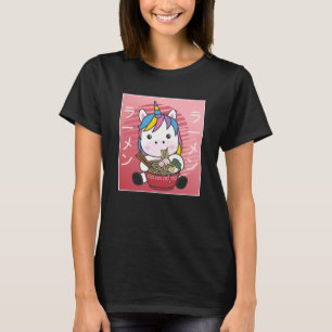Japanese Rainbow Unicorn Loves Ramen Pasta T-Shirt