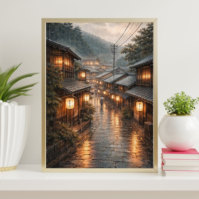 Japanese Rainy Street Poster | Kyoto Night Wall (Creator Uploaded)